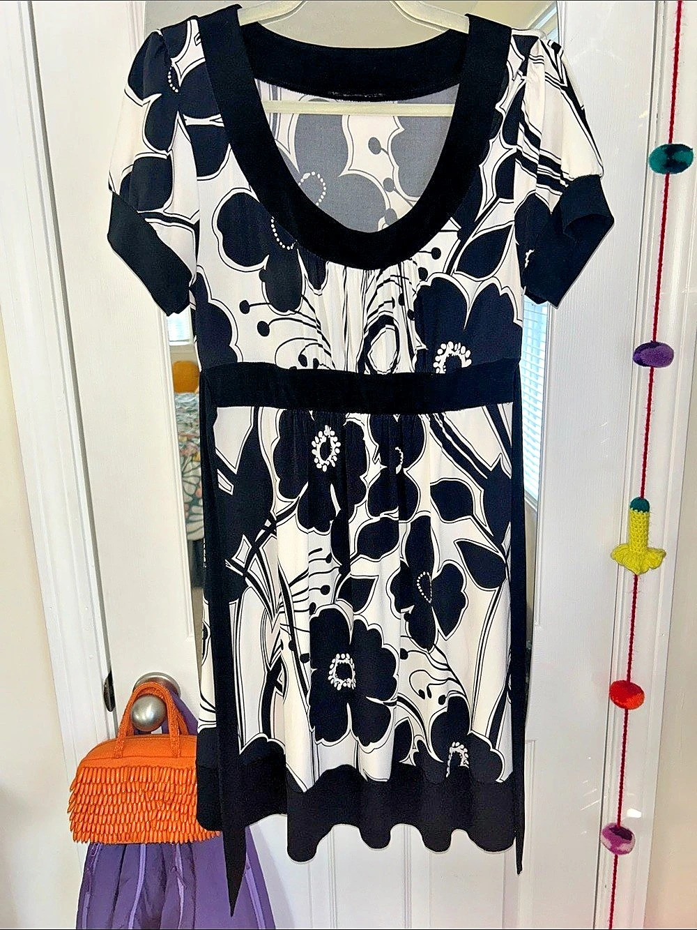 Floral Mini Dress in Black & White Like New